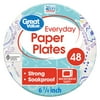 Great Value Everyday Paper Snack/Dessert Plates, 6", 48 Count
