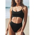 thumbnail image 2 of REORIAFEE Trendy Swimsuits for Women Beach Vacation Swimwear Scoop Neck Cut Out Front Lace Up High Cut Monokini One Piece Swimsuit Black L, 2 of 7