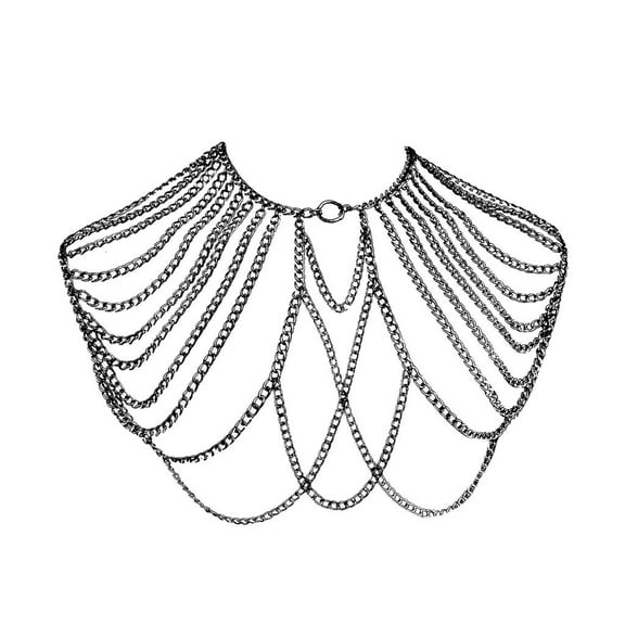 lanema Alloy Men's Shoulder Necklace Accessories Tassels Body Chain Personality Jewelry for Nightclubs and Beach Celebrations