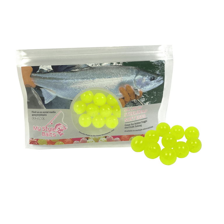 Fishing Beads Artificial Round Float Fishing Eggs for Steelhead Salmon  Trout New Chartreuse 16mm 10pcs 