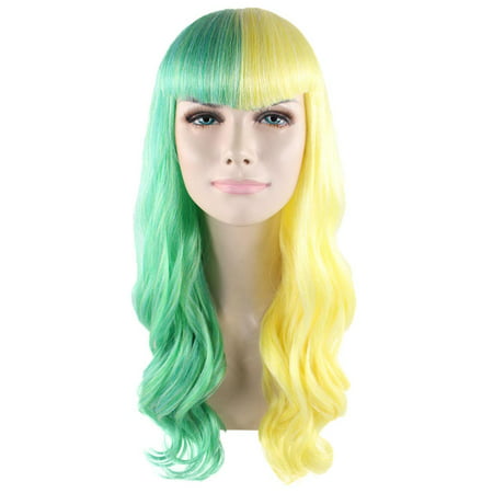 Joker Girl Wig, Green & Yellow Adult HW-1494