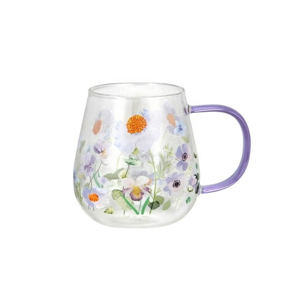 STP GOODS Chamomile Glass Mug 18 fl oz (530 ml) Daisy Heat-Resistant Borosilicate Glass Cup for Tea Hot Beverages Coffee Service for 1