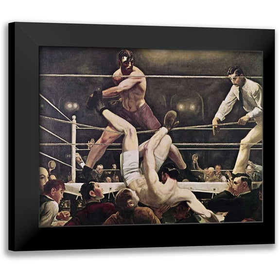 Bellows, George 14x12 Black Modern Framed Museum Art Print Titled - Dempsey and Firpo