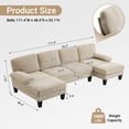 thumbnail image 2 of Ktaxon U-Shaped Sectional Sofa, 111"  Chenille Couch, 4 Seat Lounge Sleeper with Double Chaise for Living Room Light Brown, 2 of 9