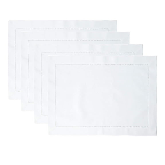 Handmade Basic Hemstitch Border 100% Linen (14"x20" Placemats-Set of 4)