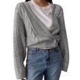 thumbnail image 1 of Gibobby Sueter para mujer Suéter de punto grueso para mujer de manga larga casual holgado de ajuste holgado(Gris,Talla única), 1 of 5