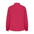 thumbnail image 3 of Womens Loose Fit Dressy Tops Lantern Long Sleeve Work Office Blouses V Neck Lightweight Business Casual Outfit (X-Large, Hot Pink), 3 of 5