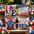 thumbnail image 3 of 4th of July Pillow Covers 18x18 Inch Set of 4, Patriotic American Flag Stars Stripes Pillowcase, Independence Day Memorial Day Watercolor Decorative Throw Pillow Covers for Couch Sofa Home, 3 of 6