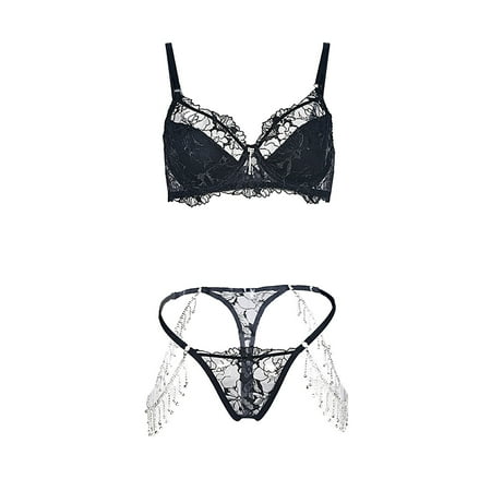 

PEASKJP Women s Lingerie Sleep Women Lingerie Push Up Bras Exotic Clothing Lace Bow Ladies Pajamas s Fishnet Bodysuit Black S