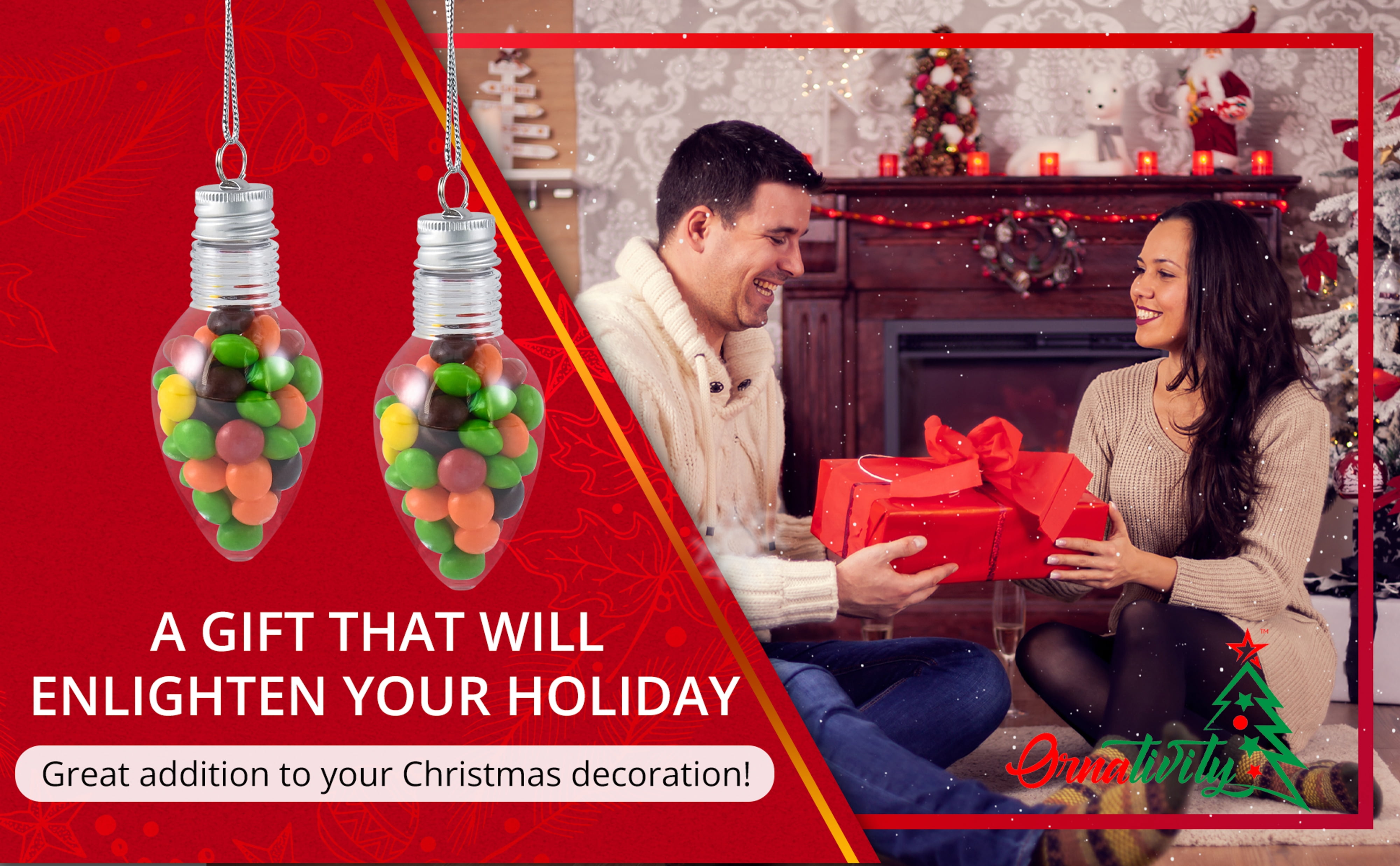 RN'D Toys Clear Fillable Ornaments - Shatterproof Transparent Plastic Craft Ornament Bulb Decorations for DIY Christmas Light Bulb Ornament Set - Pack of 24