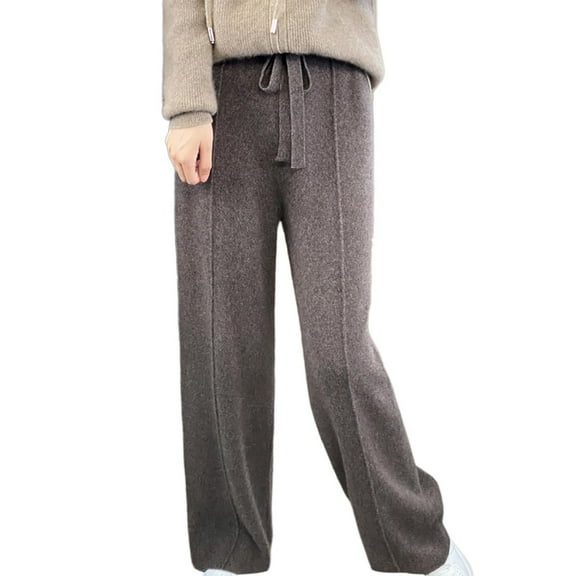 Women's Wide Leg Casual Pants Soft Wool Blend Draped Trousers Comfortable Elegant Wear Stretchy High Waist Flowy