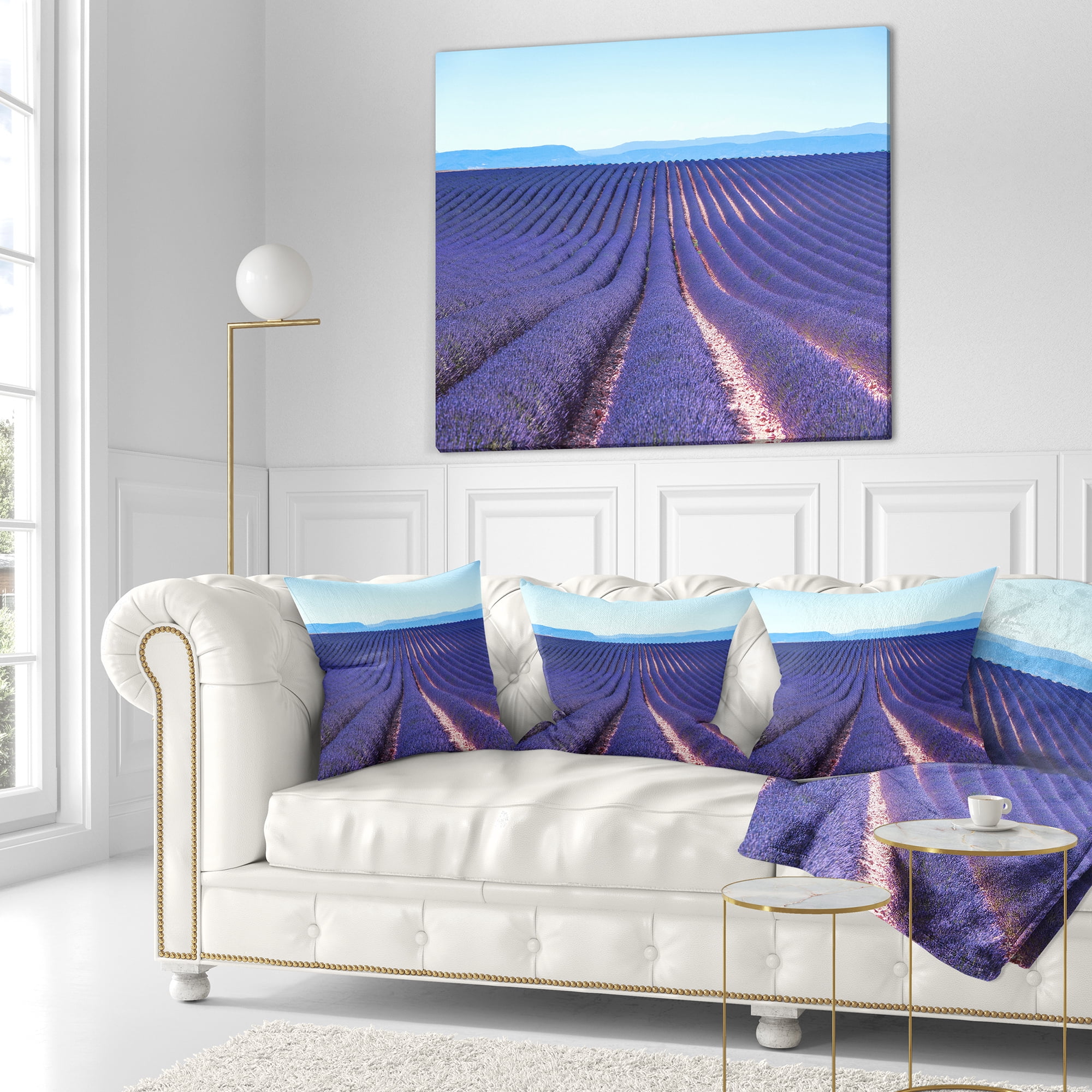 Designart Endless Rows of Lavender Flowers - Floral Throw Pillow - 16x16