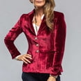 thumbnail image 2 of BangWanChi Blazers for Women Business Casual Women's Solid Color Short V-neck Button Up Cardigan Top Long Sleeved Gold Velvet Jacket, 2 of 5