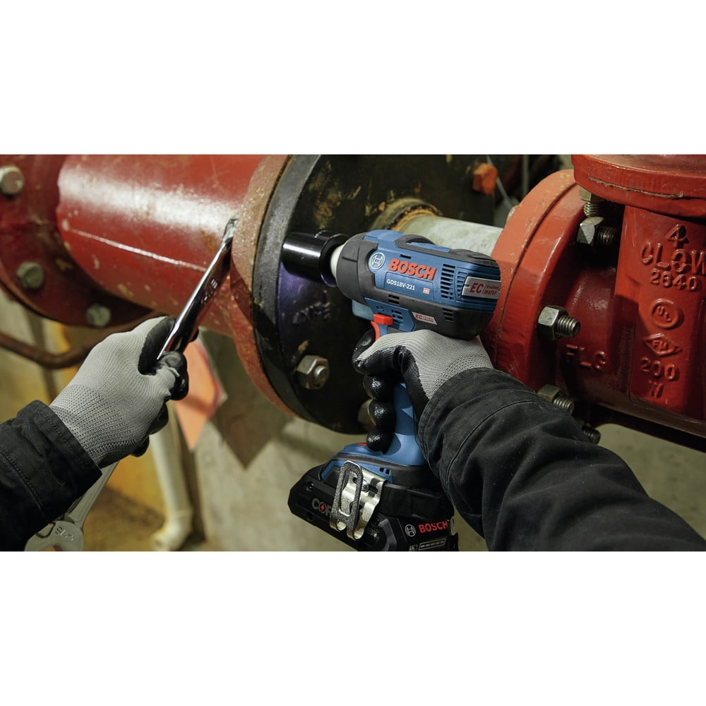 Restored Premium Bosch GDS18V-221B25-RT 18V EC Brushless Lithium-Ion 1/2 in. Cordless Impact Wrench Kit (4 Ah) (Refurbished)
