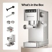 Espresso Machine 9 Bar, Compact Espresso Maker with Steam Milk Frother, Stainless Steel Coffee Machine with Removable Water Tank for Cappuccino, Latte, Silver