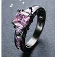 thumbnail image 2 of Womens Zircon Ring Copper Band Dainty Sparkling Jewelry For Engagement Wedding Anniversary Blue Purple Pink Color, 2 of 4