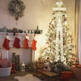 thumbnail image 4 of Dalrosia Christmas Tree Topper Bow, Large Christmas Wreath Bows Xmas Ornaments with Long Plaid Streamer Wired Edge Ribbon for Farmhouse Christmas Decor, 4 of 4