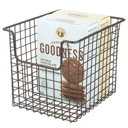 Basket For Onion And Potato mDesign Household Metal Kitchen Pantry Food Storage Organizer Basket Bin - Farmhouse Grid Design or Cabinets, Cupboards, Shelves - Holds Potatoes, Onions, Fruit - 8