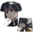 thumbnail image 1 of Conjuntos de ropa de Demon Slayer de verano para niños y niñas, camisetas informales estampadas + Pantalones cortos, ropa nueva para niños, 2 piezas/Trajes de ocio 11T Gao Jinjia LED, 1 of 2