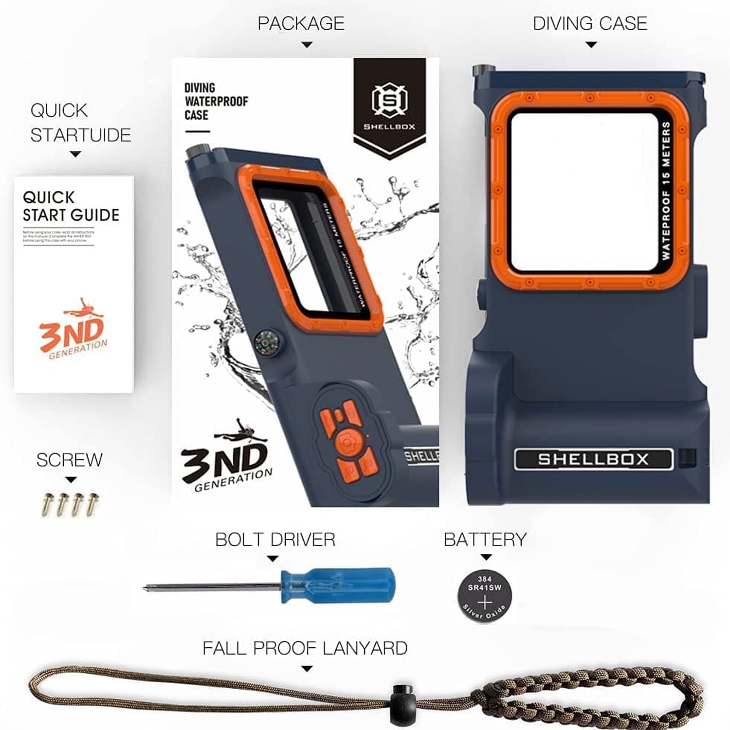 Stylish SHELLBOX Swimming 15M Waterproof Case Surfing Underwater Diving For iPhone/Samsung