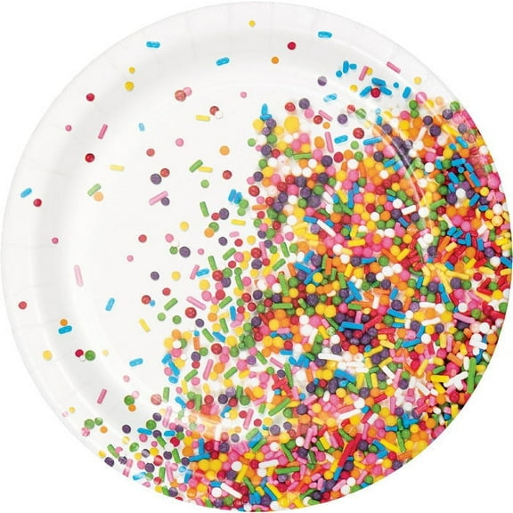 96 Count Bulk Pack Confetti Sprinkles Dessert Plates