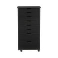 thumbnail image 5 of Maklaine Transitional Eight Drawer Rolling Storage Cart in Black Wood, 5 of 15