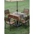 thumbnail image 5 of Outdoor Tablecloth with Umbrella Hole, Brown Grey Spillproof Waterproof Outdoor Table Cover, Vintage Stripe Farmhouse Wood Grain Ombre Patio Tablecloths for Party/Garden/Picnic, Square 54"x54", 5 of 9