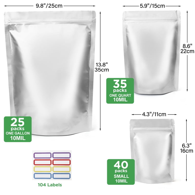 LotFancy Mylar Bags For Food Storage, 100 Pieces photo 2