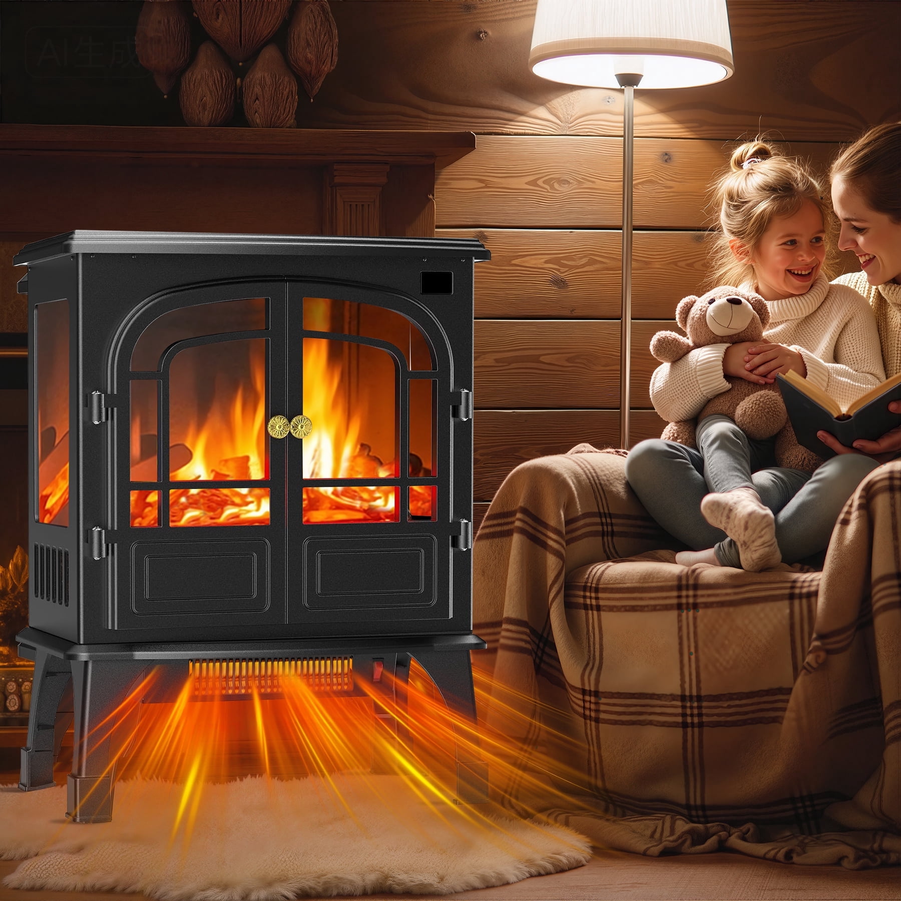 Gymax 18'' Electric Fireplace Inserts & Freestanding Adjustable