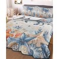 thumbnail image 3 of Quilts Twin-XL Size Bedding Set, Crab Coastal Lightweight Quilted Comforter, Summer Beach Coral Starfish Blue Grey Soft Reversible Bedspread Coverlet with Pillow Covers for All Season, 68" x 98", 3 of 7