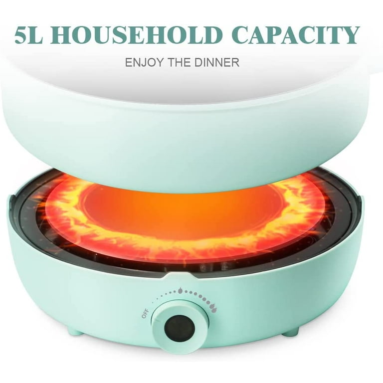 Electric Hot Pot with Divider 5.3 QT Shabu Shabu Pot Cooker Non