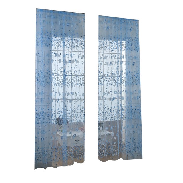 fashionhome Rideau Imprimé de Fleurs Translucide Rideaux de Fenêtre Floral Rideau Translucide Semi-Transparent Stores pour Chambre d'Enfants Filles