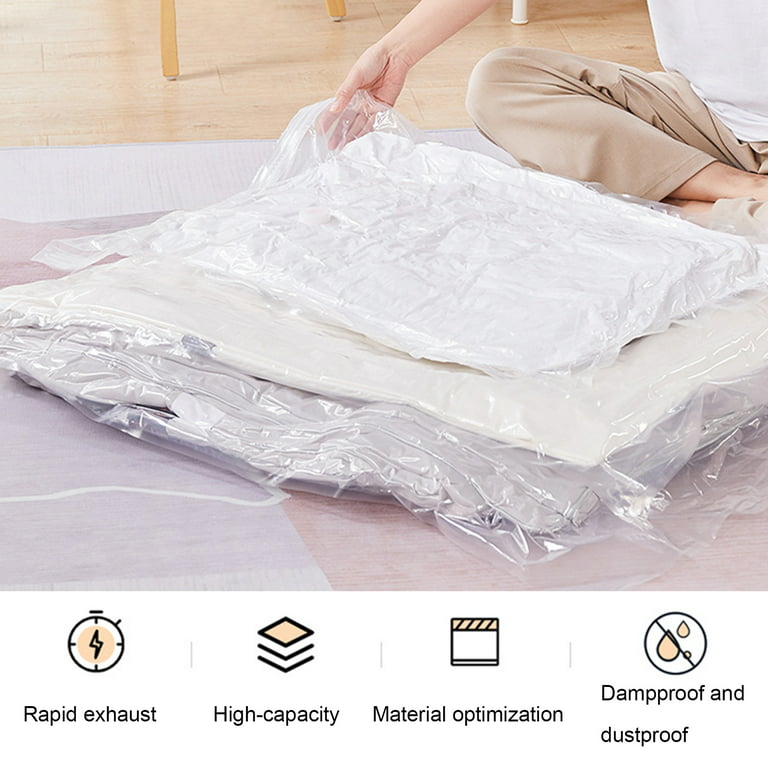 Dream Lifestyle Premium Vacuum Storage Bags, 4 Sized Double Seal Dustproof Vacuum Bags for Comforters Blankets Bedding Clothing, 80% More Storage!