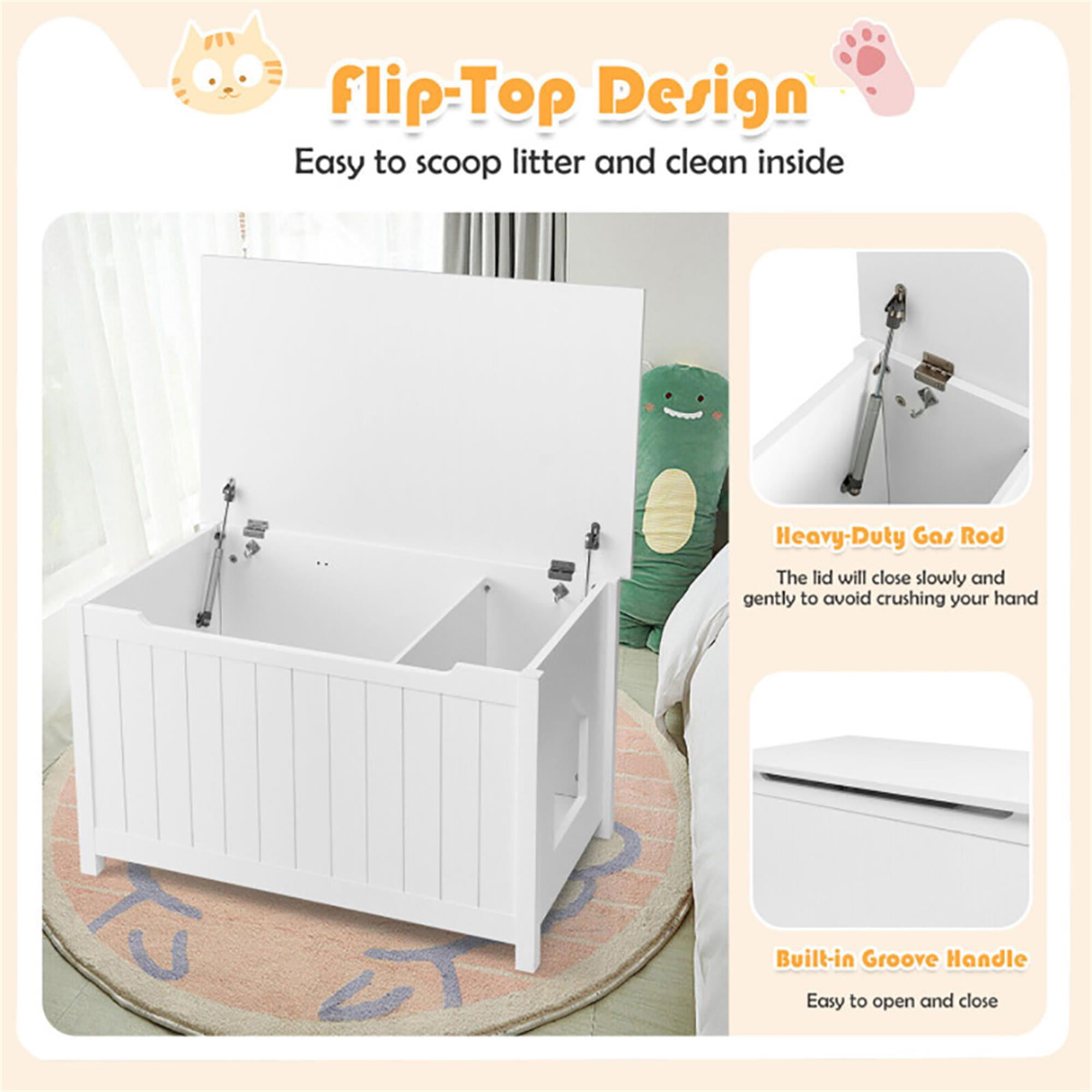 Kadyn 31" Cat Litter Box Enclosure, Dog-Proof Cat House with Cover for Large Cats, Hidden Cat Litter Box Furniture, White