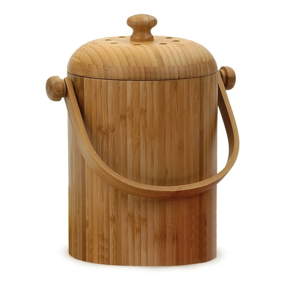 RSVP Natural Organic Bamboo and Plastic Compost Pail in Natural