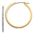 thumbnail image 1 of 14K Yellow Gold Diamond Fascination Round Hinged Hoop Earrings, 1 of 2