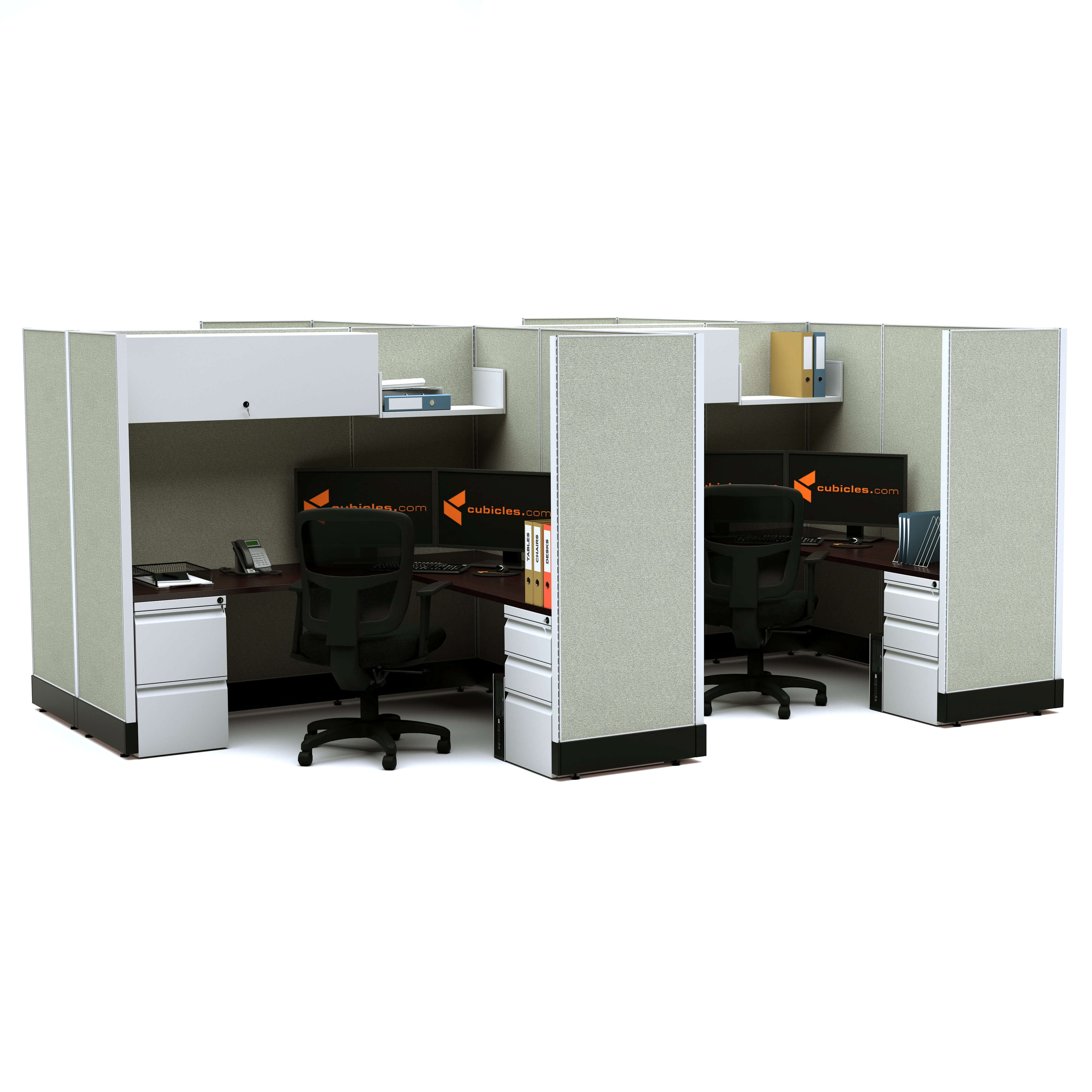 Modular Office Desk Furniture 67H 4pack Cluster Powered Cubicles -  