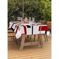 Abstract Lines Rectangle Outdoor Tablecloth with Umbrella Hole Black ...