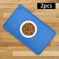 thumbnail image 4 of Tapete de silicona para comida de perros con bordes elevados, antideslizante, para gatos espesar azul, 4 of 9