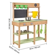 KFFKFF Outdoor Wooden Mud Kitchen for Kids, Backyard Play Kitchen with Stove, Sink, Water Tank, Gardening Tools, Cooking Utensils, Storage Box, and Accessories, Ideal for Home or Garden Play