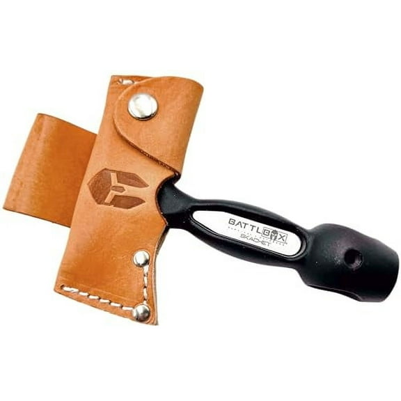 BATTLBOX Skachet Axe Head Skinner Hammer Hatchet Vintage Survival Tool - 3.5in Carbon Steel  Edge - Genuine Leather Sheath, Belt Loop - Bushcraft Outdoor Survival Ax Skatchet