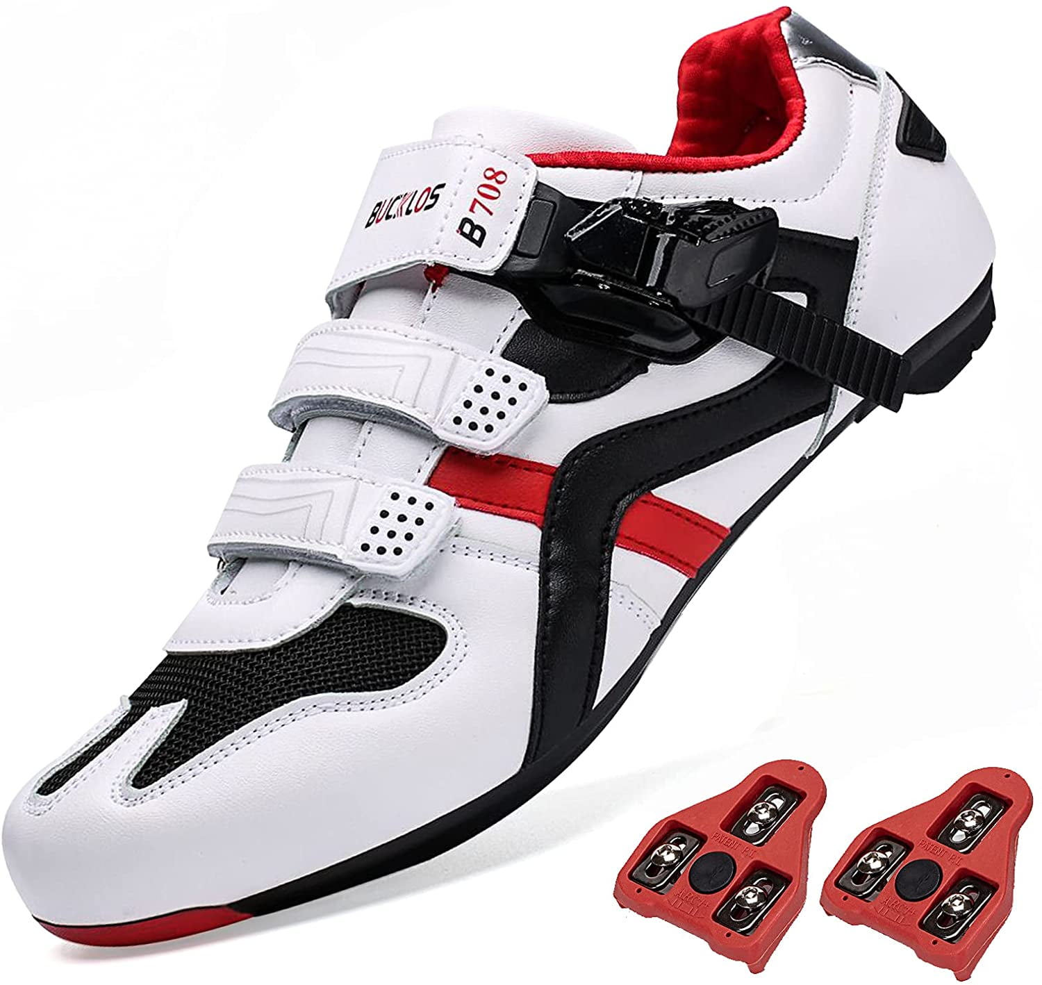 BUCKLOS Cycling Shoes Mens Compatible with Peloton Indoor Outdoor Biking Shoes Precise Buckle Strap fit Spinning Shoes Bicycle Sneakers for SPD Look Delta Lock Pedal 