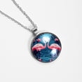 thumbnail image 4 of Flamingo Glass Design Circular Pendant Necklace - Stunning Jewelry for All Occasions, 4 of 5