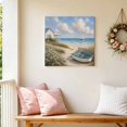 thumbnail image 5 of Canvas Wall Art Coastal Boat Canvas Art Print Natural Sand Beach Sailboat Rustic Cottage Ocean Pictures Wall Decor for Living Room Bedroom Artwork Decorations Stretched Framed Ready to Hang 10"x10", 5 of 9