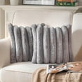 thumbnail image 5 of PONPRNGY 1Pc Faux Fur Plush Decorative Throw Pillow Covers 17x17 Inch, Luxury Striped Cushion Cases Soft Fluffy Accent Pillowcases for Sofa, Couch and Bed, 5 of 6