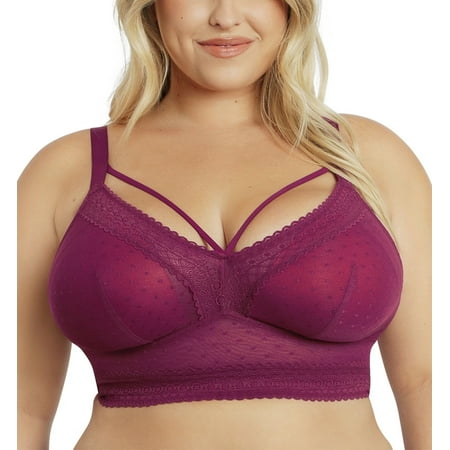 

Parfait Mia Dot Wire-Free Padded Mesh Bralette (P6011) 40H Blackberry