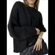 thumbnail image 3 of Suéter de Punto Holgado con Cuello Redondo y Color Liso para Mujer, Ideal para Otoño e Invierno. Negro L, 3 of 10