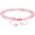 thumbnail image 1 of Bracelet Ajustable Perles Rondes 6mm Cristal Rose Naturel 7 Pouces Unisexe, 1 of 3
