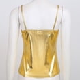 thumbnail image 5 of CHICTRY Womens Sleeveless T-shirt Shiny Patent Leather Cami Tank Tops Casual Spaghetti Straps Vest Gold XL, 5 of 6