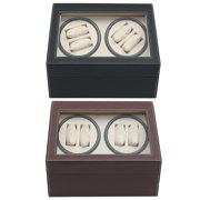 10 Grid Automatic Watch Winder Rotator PU Leather Storage Case Display Box Organizer With Framed Glass Lid